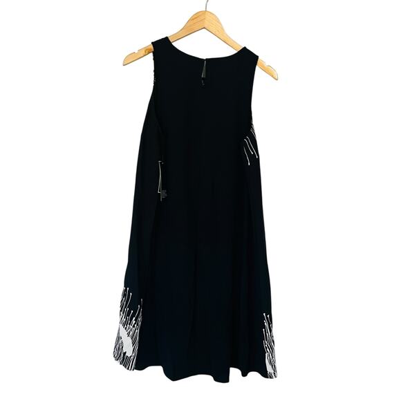 Alfani Ink Splash Sleeveless Shift Dress Size 10 NWT Black Ivory - Picture 3 of 7